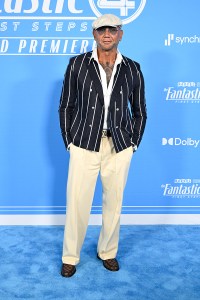 Dave Bautista at "The Fantastic Four: First Steps" World Premiere held at the Dorothy Chandler Pavilion on July 21, 2025 in Los Angeles, California.