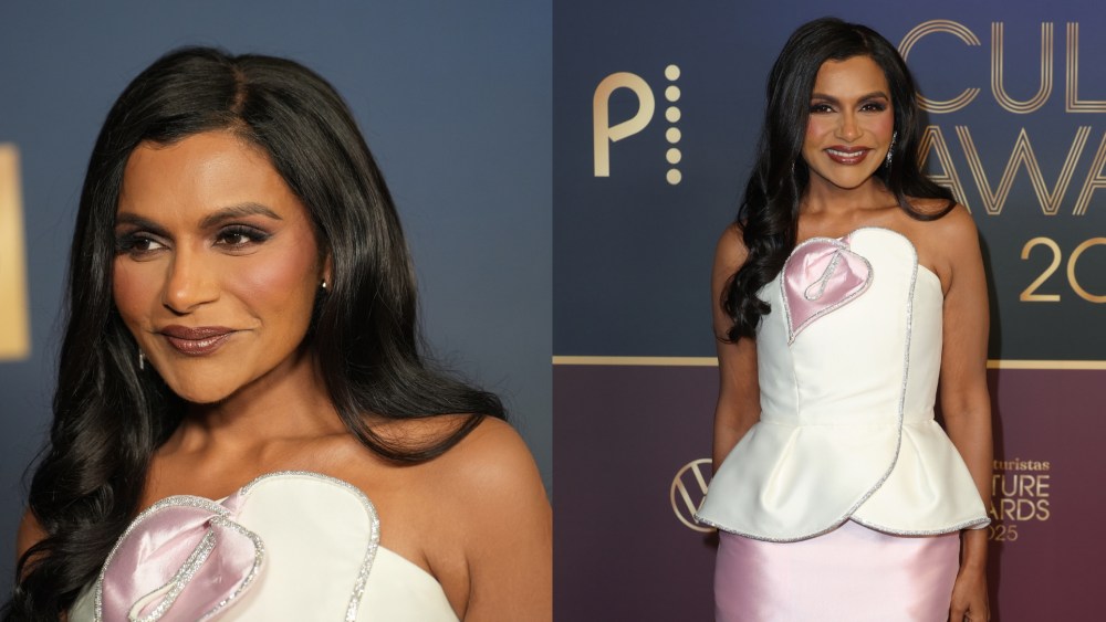 Mindy Kaling at the Las Culturistas Culture Awards held at The Orpheum on July 17, 2025 in Los Angeles, California.
