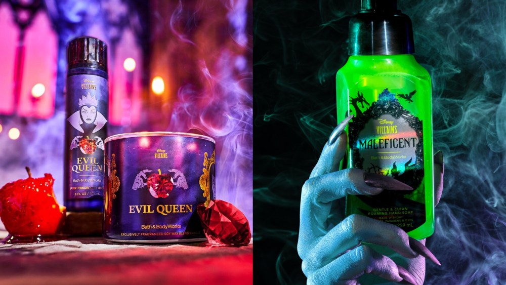 The Evil Queen and Maleficent products in Bath and Body Works's Disney New Villians Collection.