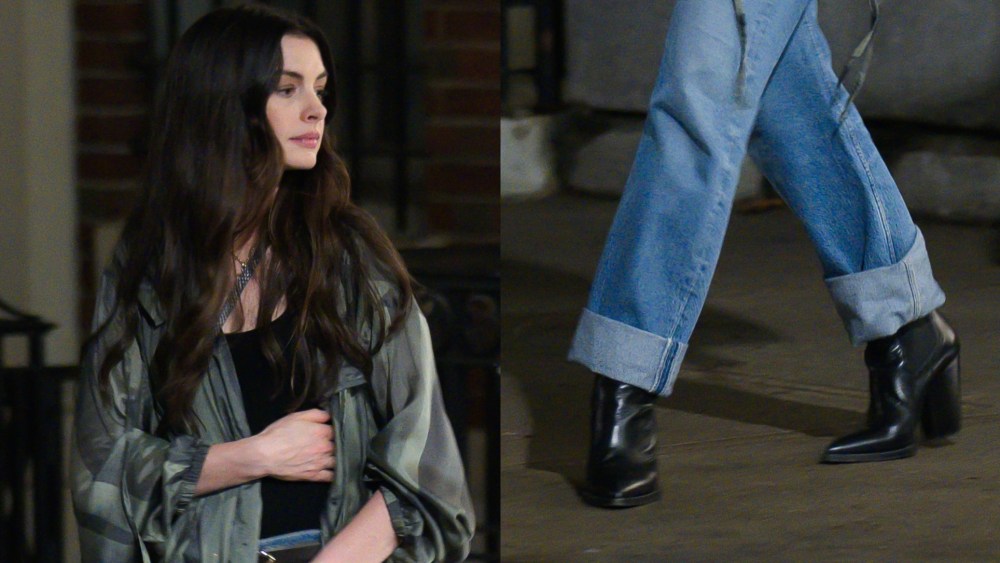 Anne Hathaway wears Saint Laurent Booties in 'The Devil Wears Prada 2'