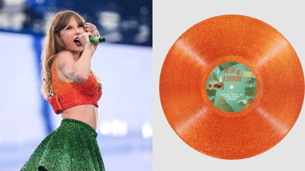 Taylor Swift and her vinyl The Life of a Showgirl.