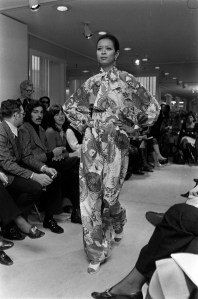 Model walks in Oscar de la Renta Boutique Spring/Summer 1972 runway show.