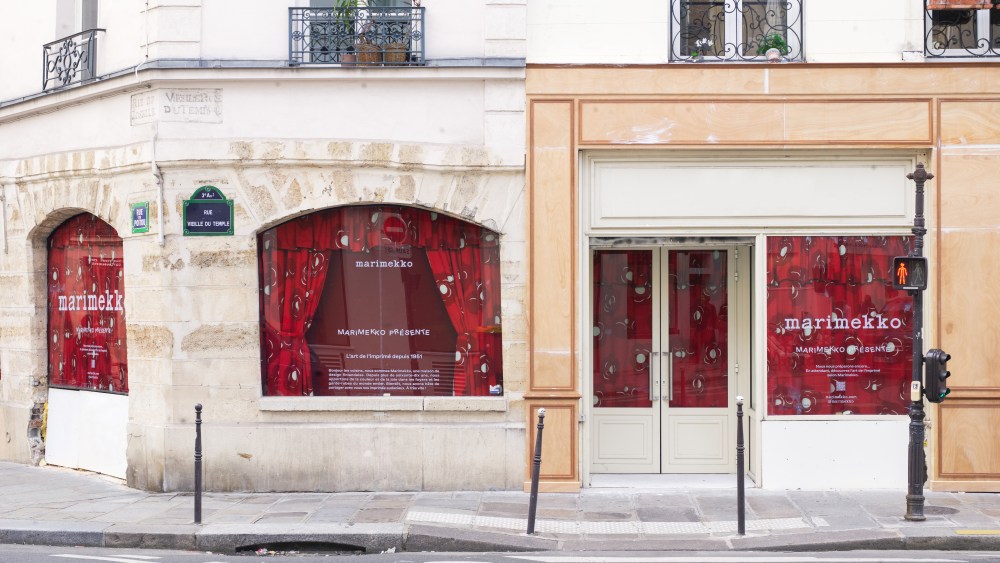 A view of the exterior of Marimekko's Paris flagship in the Marais.
