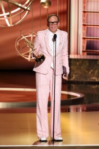 Jeff Hiller accepts the Emmy award for Supporting Actor in Surprise Victory at the 77th Primetime Emmy Awards.