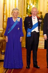 WINDSOR, ENGLAND - SEPTEMBER 17:  King Charles III and Queen Camilla arrive for the State Banquet hosted by King Charles III and members of the Royal Family at Windsor Castle during the state visit by the President of the United States of America on September 17, 2025 in Windsor, England. President Trump is in England from Sept. 16-18 on his second UK state visit, with the previous one taking place in 2019 during his first presidential term.  (Photo by Aaron Chown-WPA Pool/Getty Images)