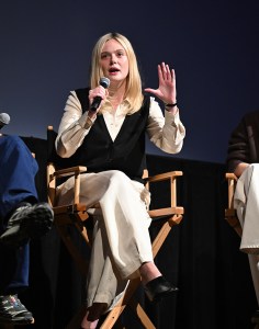 TELLURIDE, COLORADO - AUGUST 31: Elle Fanning speaks on stage at 2025 Telluride Film Festival on August 31, 2025 in Telluride, Colorado. (Photo by Vivien Killilea/Getty Images)