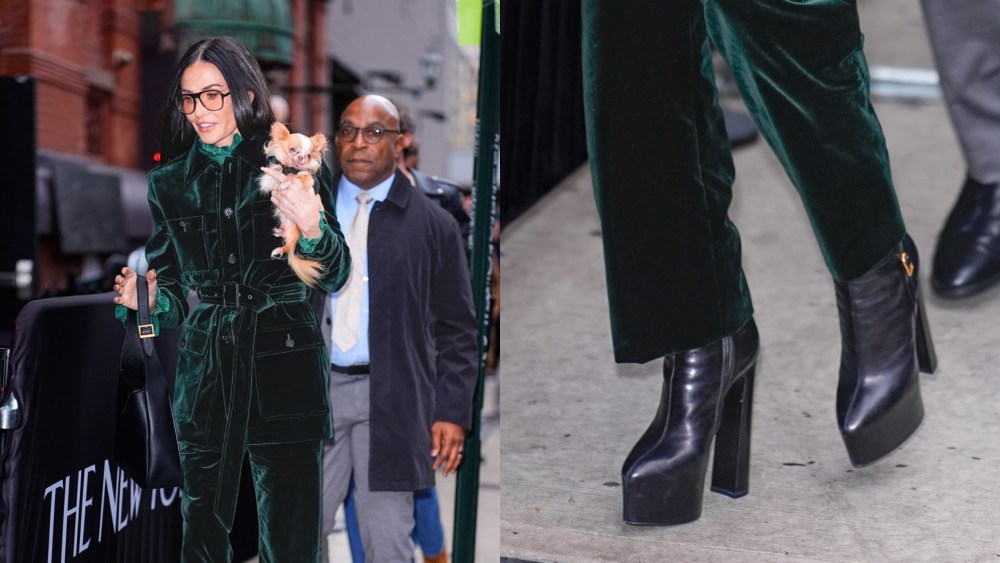 On Saturday, Demi Moore made an appearance at the New Yorker Festival 2025 in Saint Laurent platform boots.