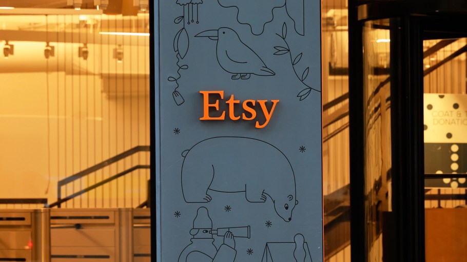 The Etsy company logo is seen at it's NYC headquarters building.