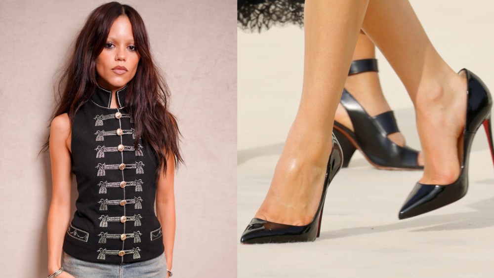Jenna Ortega wearing christian louboutin so kate heels at the Christian Dior fashion show as part of spring 2026 Paris Fashion Week held at Les Tuileries on Wednesday in Paris, France.