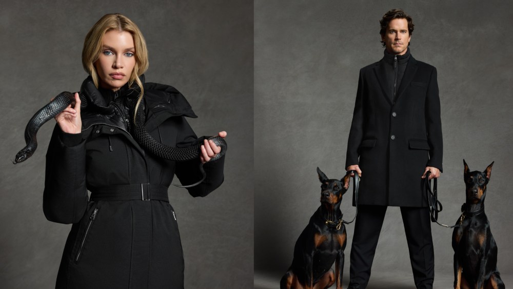 Stella Maxwell and Matt Bomer in Mackage's Core 2025 campaign.