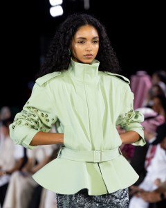 A look from Mona Alshebil Spring 2026 at Riyadh Fashion Week.