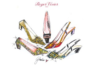 Gherardo Felloni's sketch for Roger Vivier's spring 2026 collection celebrating the 60th anniversary of the Belle Vivier shoe.