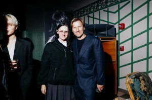 Silvia Prada and Andrew Taylor at WWD115 Newsmaker Cocktail at Nine Orchard on October 27, 2025 in New York, New York.