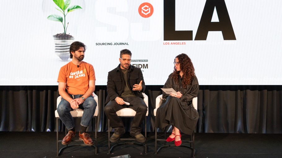 From left: Thomas Leary of Baytech-HMS, Dustin White of Lab Denim and Angela Velasquez of Sourcing Journal
