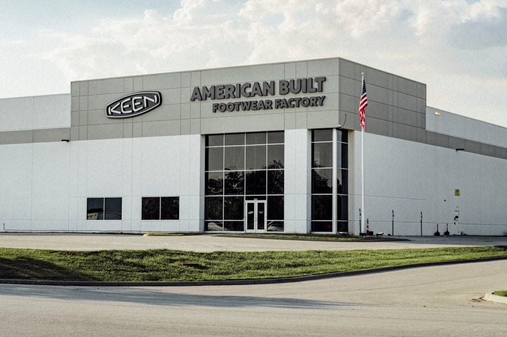 Exterior view of the Keen footwear factory in Shepherdsville, Kentucky