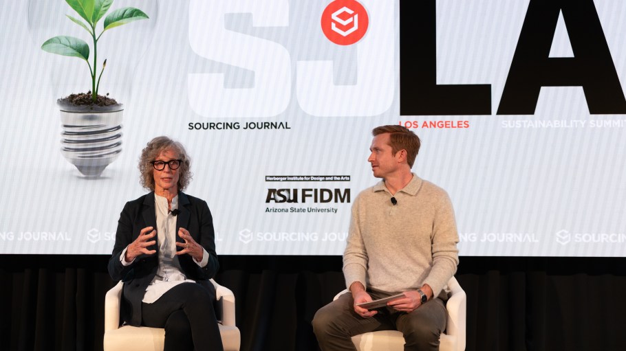 Jennifer Guarino in conversation with Christian Birky at Sourcing Journal's LA Sustainability Summit