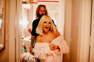 Getting ready with Kristin Chenoweth for the opening of The Queen of Versailles.