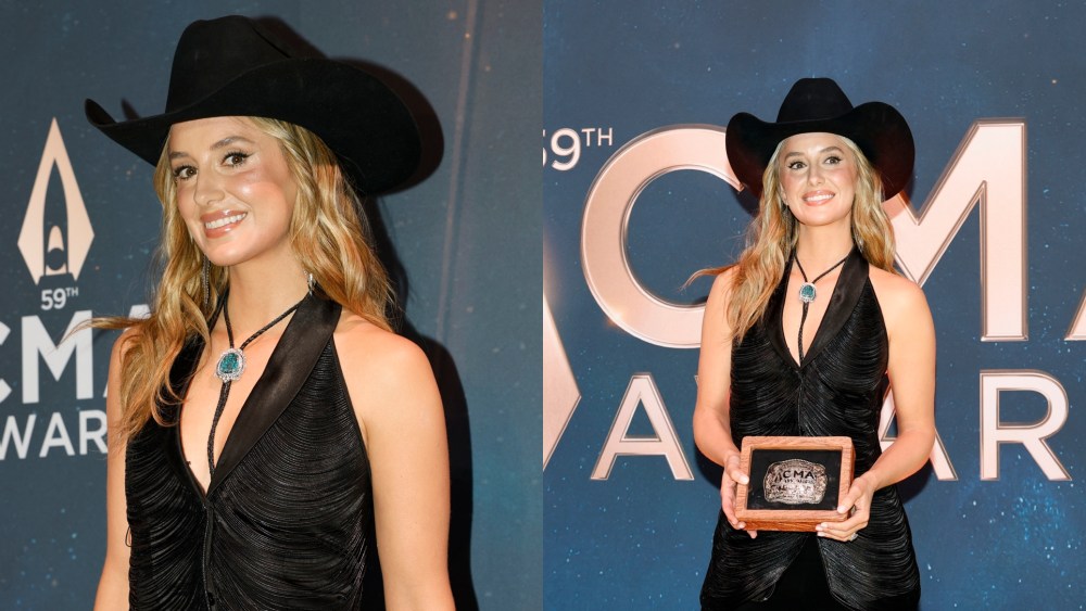 Lainey Wilson wears Rimzim Dadu at The 59th Annual CMA Awards Press Conference on Nov. 16, 2025 in Nashville, Tenn.