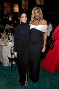 WEST HOLLYWOOD, CALIFORNIA - NOVEMBER 08: (L-R) Meghan, Duchess of Sussex and Serena Williams attend the 2025 Baby2Baby Gala Presented By Paul Mitchell at Pacific Design Center on November 08, 2025 in West Hollywood, California. (Photo by Emma McIntyre/Getty Images for Baby2Baby)