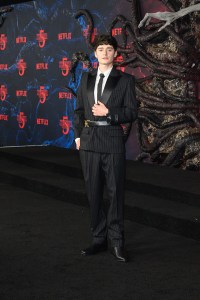 Noah Schnapp at the "Stranger Things" Season 5 World Premiere held at the TCL Chinese Theatre on November 06, 2025 in Los Angeles, California.