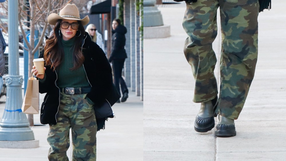 On Tuesday, Kyle Richards was seen in Aspen wearing lug sole Chelsea boots.