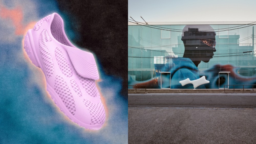 Left: Skylrk Earth Bender shoe.
Right: Skylrk pop-up in Tokyo.
