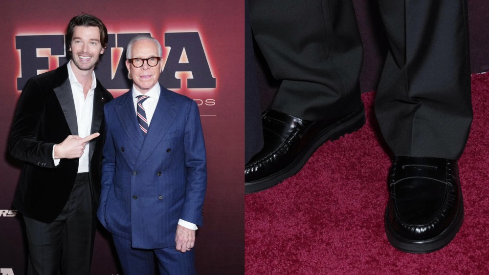 Patrick Schwarzenegger and Tommy Hilfiger at the 2025 Footwear News Achievement Awards held at Cipriani 25 Broadway on Dec. 03, 2025, in New York.