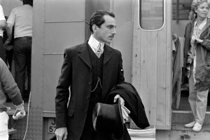 British actor, Daniel Day Lewis in costume as wealthy Englishman, Cecil Vyse on the set of the film “Room With a View” in London, England on July 16,1985.