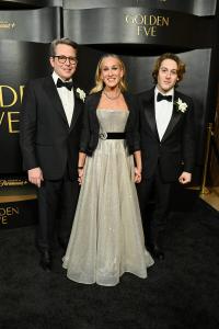 Matthew Broderick, Sarah Jessica Parker and James Wilkie Broderick at Golden Eve: The Golden Globes Honor Helen Mirren & Sarah Jessica Parker at The Beverly Hilton on January 06, 2026 in Beverly Hills, California.