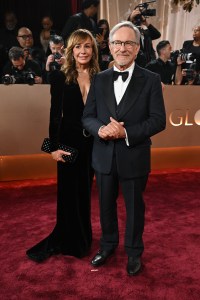 Kristie Macosko Krieger and Steven Spielberg at the 83rd Annual Golden Globes held at The Beverly Hilton on January 11, 2026 in Beverly Hills, California.