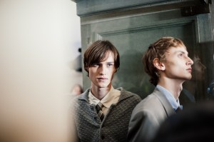 Backstage at the Soshiotsuki Men’s Fall 2026 ready-to-wear show at Pitti Uomo