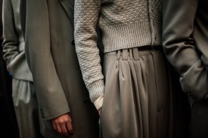 Backstage at the Soshiotsuki Men’s Fall 2026 ready-to-wear show at Pitti Uomo