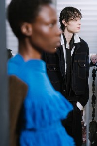 Backstage at Sacai Fall 2026 Ready-to-Wear Collection at Paris Fashion Week