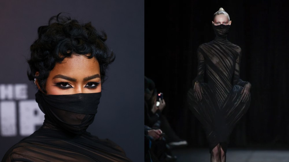 Teyana Taylor wears Ashi Studio spring 2025 haute couture at Netflix's "The Rip" premiere on Jan. 13 in New York City.