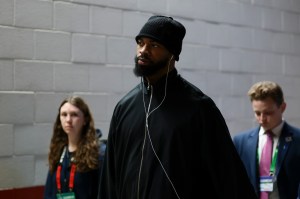 Kayshon Boutte #9 of the New England Patriots arrives at Levi's Stadium prior to Super Bowl LX against the Seattle Seahawks on February 08, 2026 in Santa Clara, California.