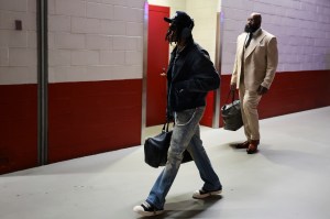 Kyle Williams #18 of the New England Patriots arrives prior to Super Bowl LX against the Seattle Seahawks at Levi's Stadium on February 08, 2026 in Santa Clara, California.