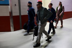 Marcus Jones #25 of the New England Patriots arrives prior to Super Bowl LX against the Seattle Seahawks at Levi's Stadium on February 08, 2026 in Santa Clara, California.