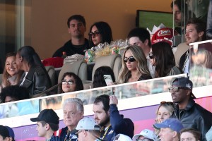Madison Bailey, Isabela Moner, Alix Earle and Dylan Sprouse attend Super Bowl LX at Levi's Stadium on February 08, 2026 in Santa Clara, California.