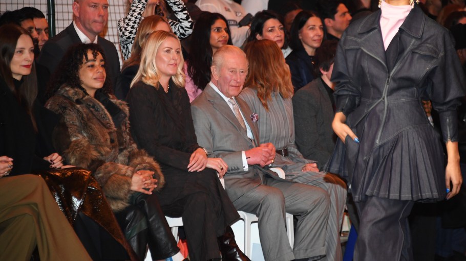King Charles III attends the Tolu Coker show during London Fashion Week.