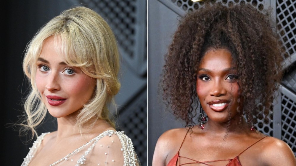 Sabrina Carpenter and Doechii at the 2026 Grammys.