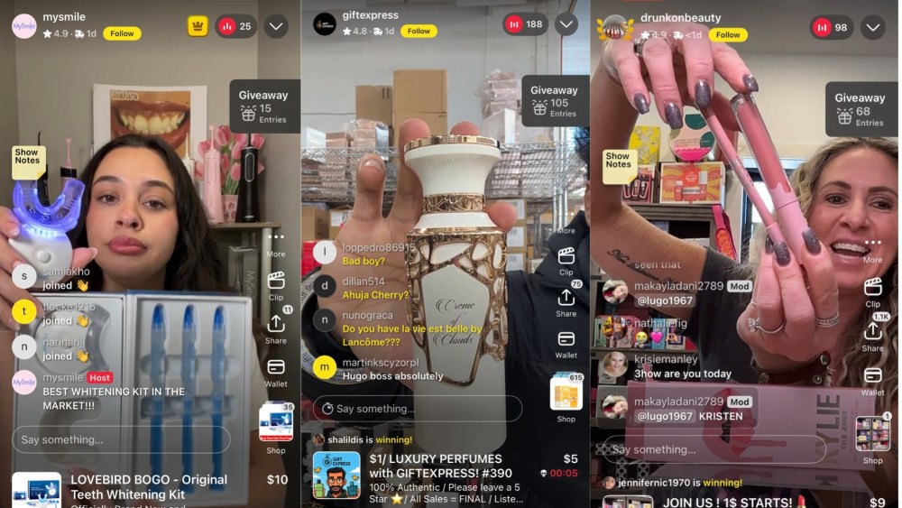 Live beauty resellers on Whatnot.