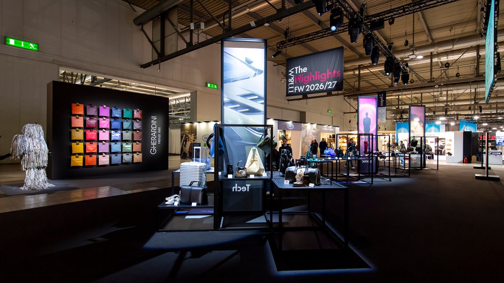 Mipel Milan Italy leather goods fair show floor.