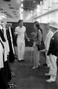 Designers Calvin Klein and Zack Carr, Women's Wear Daily editors Etta Froio and Michael Coady
