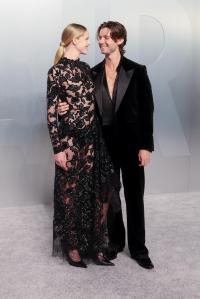 Abby Champion and Patrick Schwarzenegger at the 2026 Vanity Fair Oscar Party held at the Los Angeles County Museum of Art on March 15, 2026 in Los Angeles, California.
