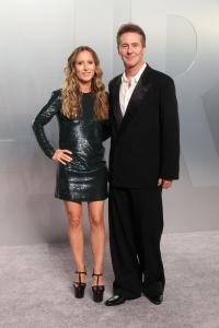 Shauna Robertson and Edward Norton at the 2026 Vanity Fair Oscar Party held at the Los Angeles County Museum of Art on March 15, 2026 in Los Angeles, California.