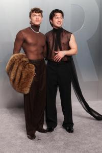 Connor Storrie and Hudson Williams at the 2026 Vanity Fair Oscar Party held at the Los Angeles County Museum of Art on March 15, 2026 in Los Angeles, California.