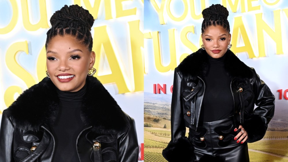 Halle Bailey wears Raisa Vanessa at the 'You, Me, & Tuscany' London screening.