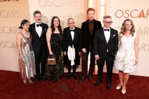 Jenny Kelly, John Kelly, Tara Lawall, David Sedaris, Domhnall Gleeson, Andrew Freedman and Tiffany Hodder Freeman at the 98th Annual Oscars held at Dolby Theatre on March 15, 2026 in Hollywood, California.