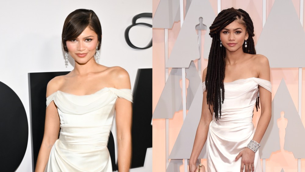 Zendaya rewears her Vivienne Westwood white dress.