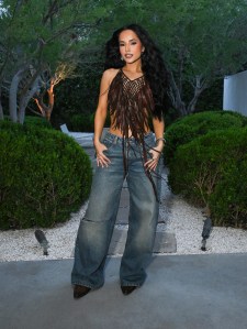 Becky G at CARAVANA 15-Year Celebration at Coachella held at The Madison Club on April 09, 2026 in La Quinta, California. (Photo by Katie Flores/WWD via Getty Images)